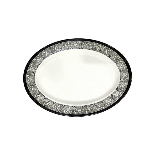 Black Border Oval Dish 14