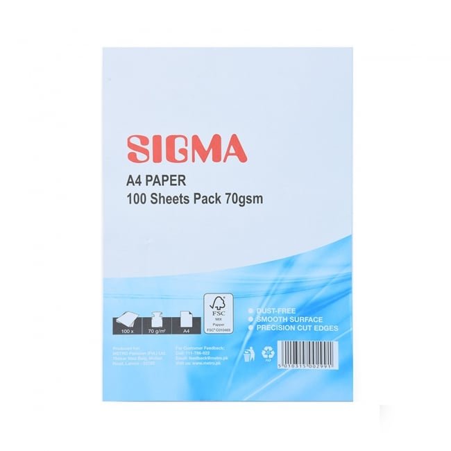 Sigma A4 Paper 70Gsm 100 Sheets