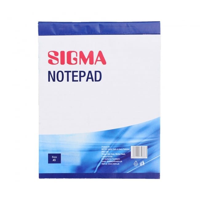 Sigma A5 Writing Pad White 50 Pages