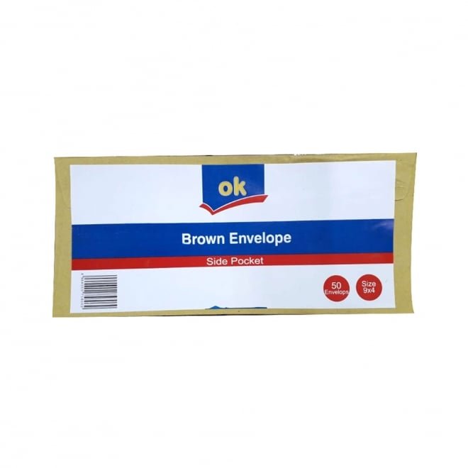 OK Envelopes Brown - 9 X 4 50 Pieces