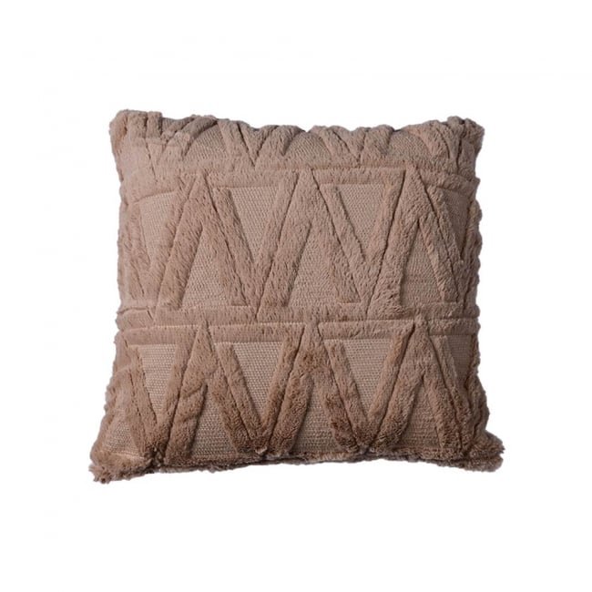 3D Triangle Fur Plush Cushion Beige