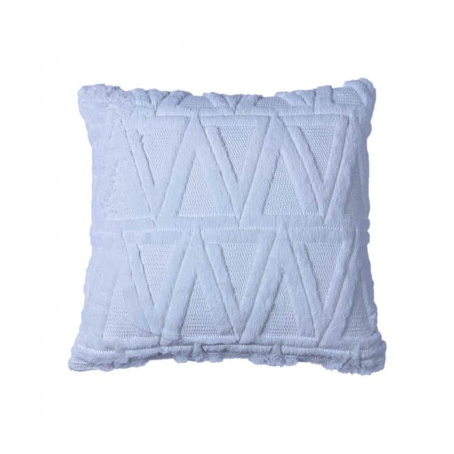 3D Triangle Fur Plush Cushion White