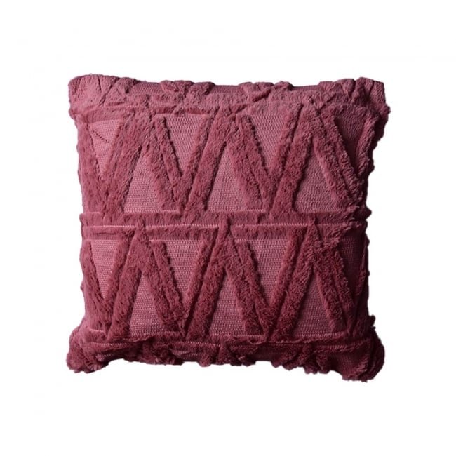 3D Triangle Fur Plush Cushion Dusty Pink