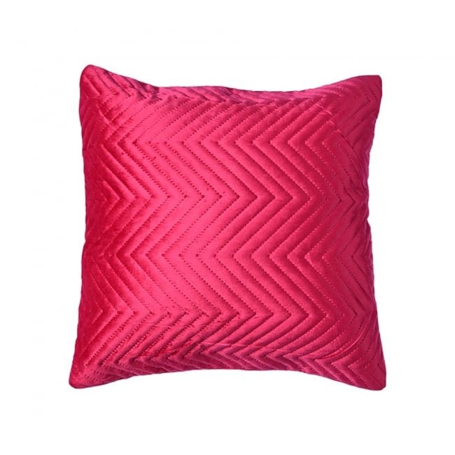 Velvet Quilted Patterned Cushion Hot Pink