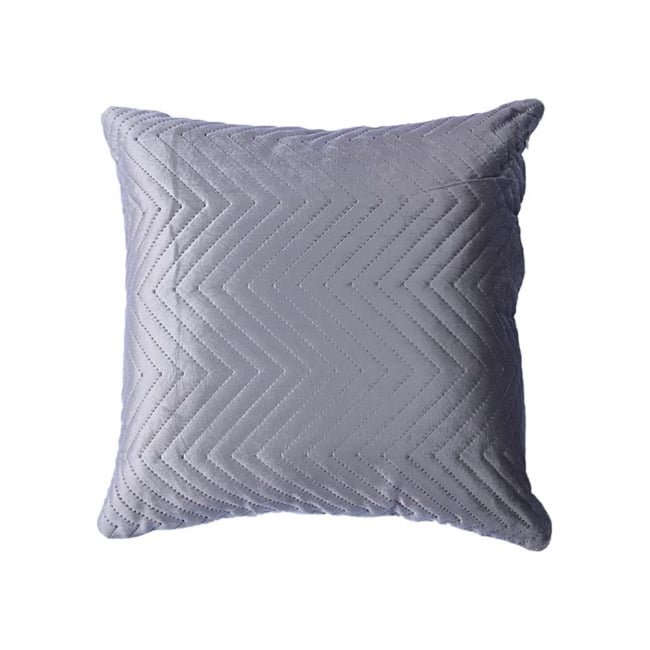 Velvet Quilted Patterned Cushion Zinc