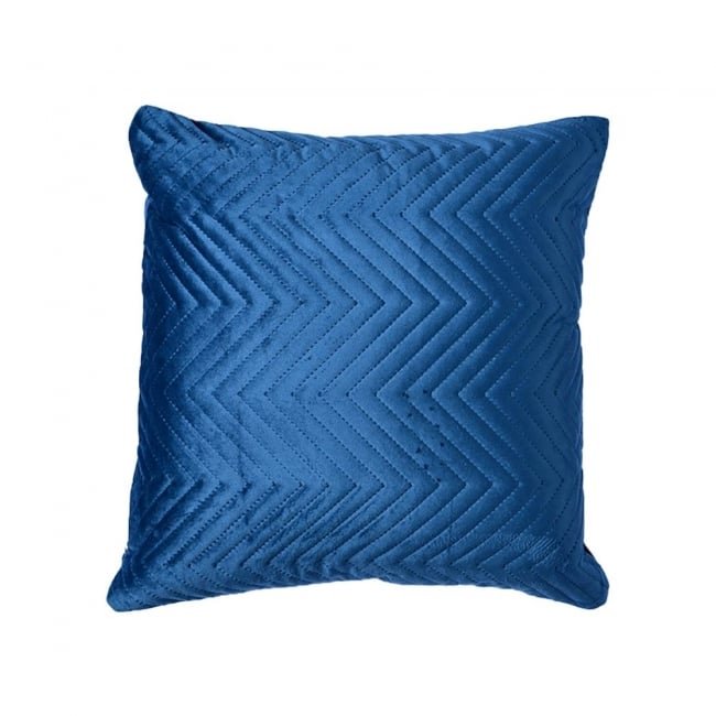 Velvet Quilted Patterned Cushion Navy Blue