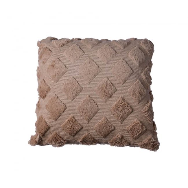 3D Diamond Fur Plush Cushion Beige