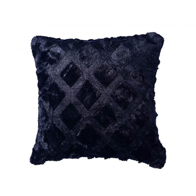 3D Diamond Fur Plush Cushion Black