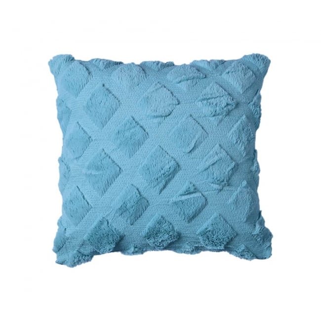 3D Diamond Fur Plush Cushion Turquoise