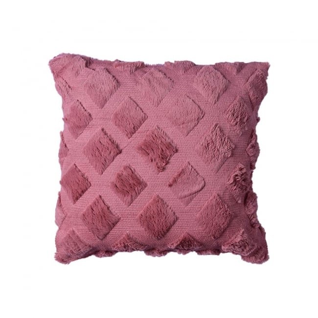 3D Diamond Fur Plush Cushion Dusty Pink