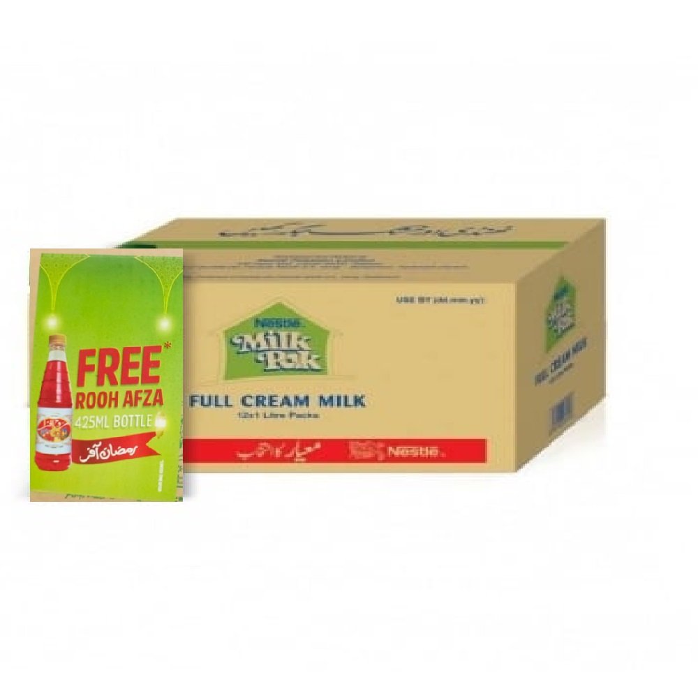 Milkpak UHT 1L X12 with Free Rooh Afza 425 ml
